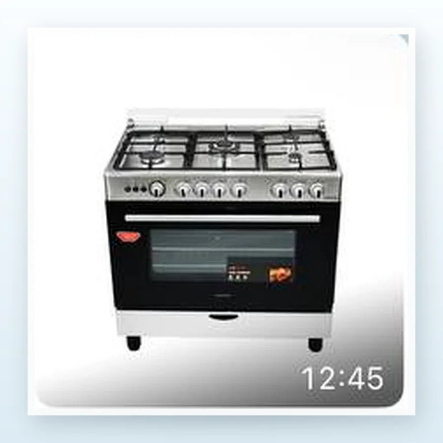 CUISINIÈRE ASTECH 5 FEUX 90X60 + FOUR À GAZ FULL OPTION GRIS CK93DA010