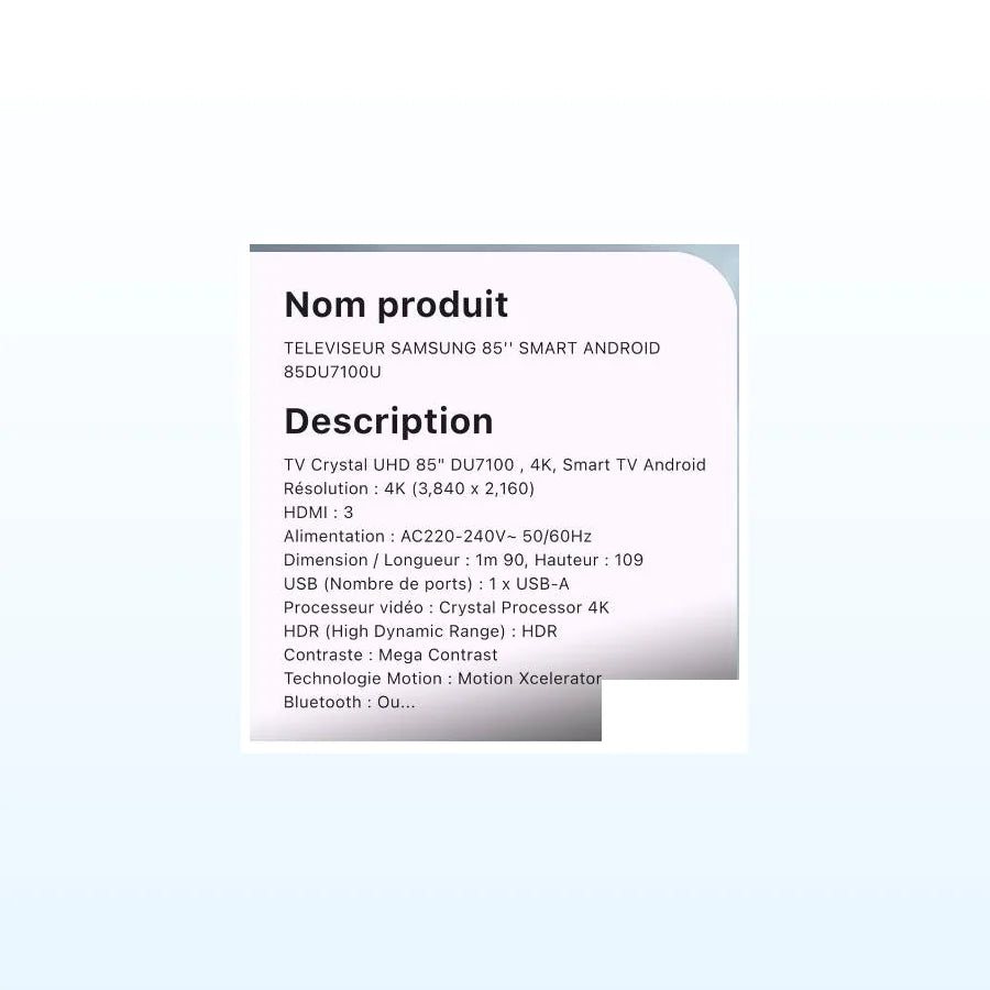 TÉLÉVISEUR SAMSUNG 85