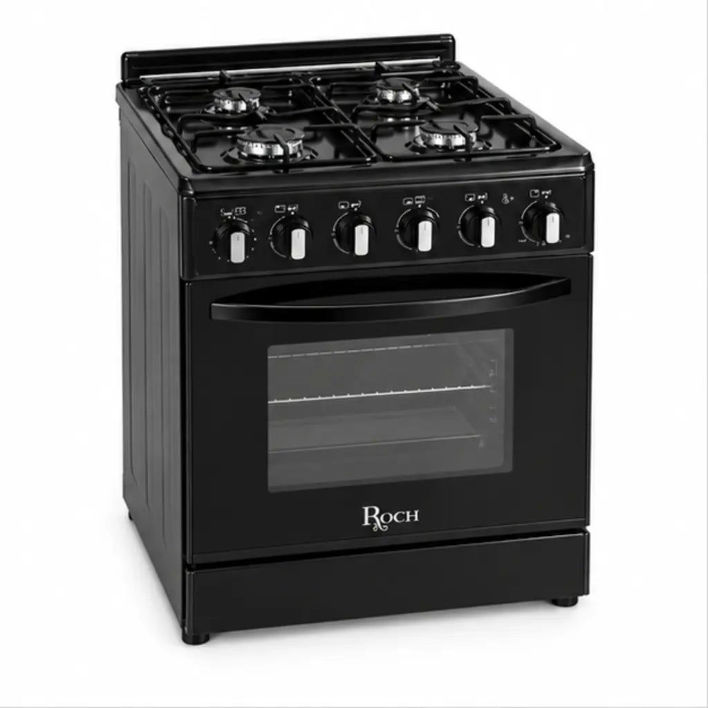 CUISINIÈRE ROCH 4 FEUX 60X60 FULL OPTION NOIR RGC60G4GB — vue principale