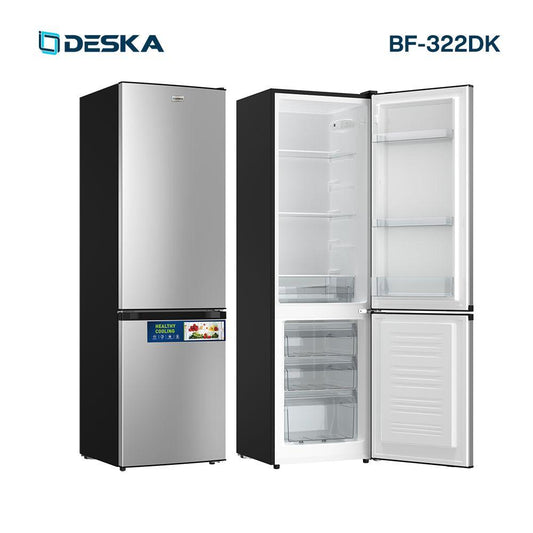 "Réfrigérateur DESKA BF322DK en couleur gris, vue de face"

