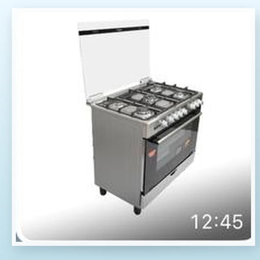 CUISINIÈRE ASTECH 5 FEUX 90X60 + FOUR À GAZ FULL OPTION GRIS CK93DA010 — autre vue