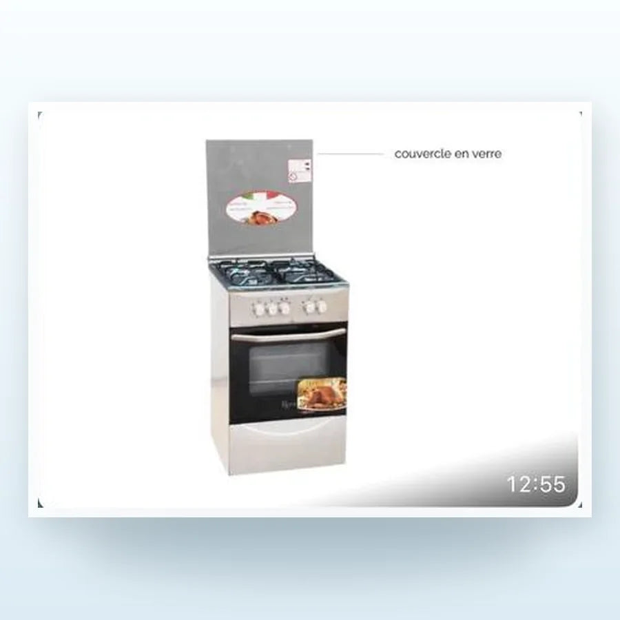 CUISINIÈRE ROCH 4 FEUX 50X50 À GAZ FULL OPTION INOX RGC50