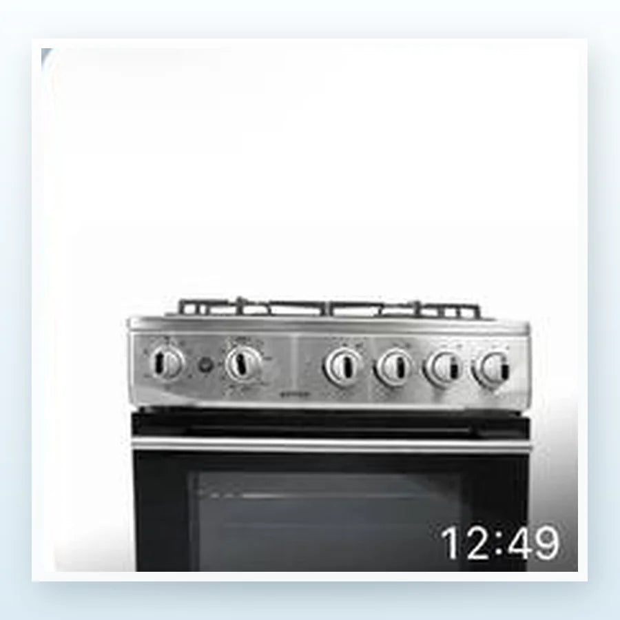 CUISINIÈRE ASTECH 4 FEUX 60X60 + FOUR À GAZ FULL OPTION GRIS CK63A010