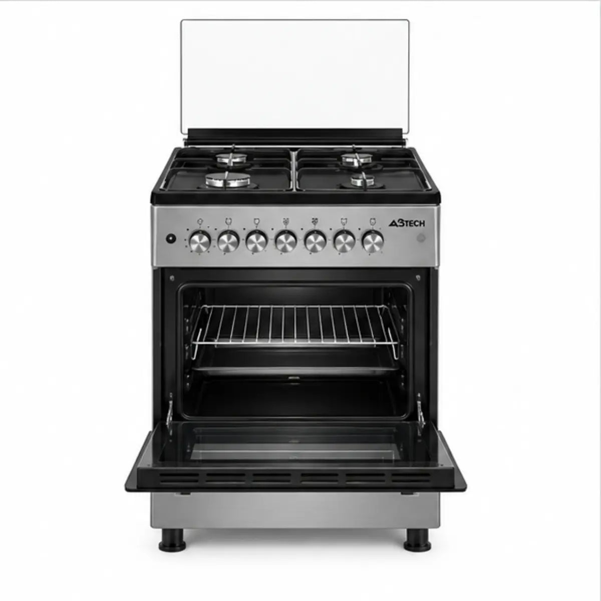 CUISINIÈRE ASTECH 4 FEUX 60X60 À GAZ + FOUR À GAZ INOX CK62MSFRM — vue 3