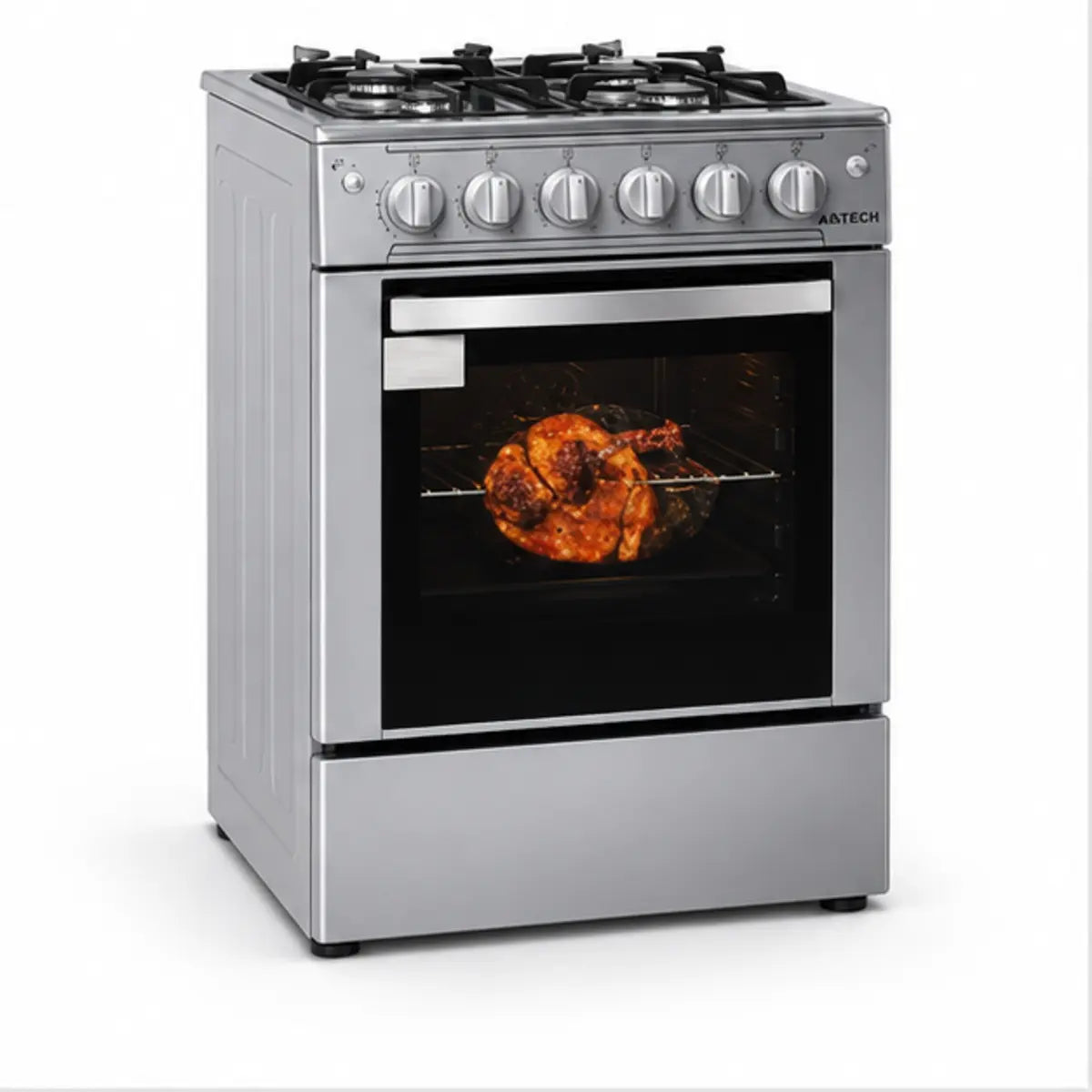 CUISINIÈRE ASTECH 4 FEUX 60X60 À GAZ + FOUR À GAZ INOX CS60MIS