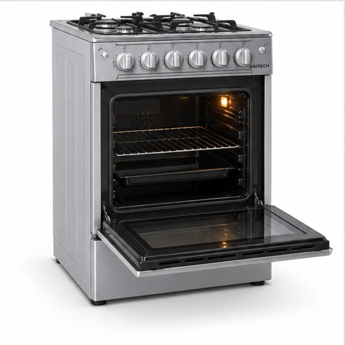 CUISINIÈRE ASTECH 4 FEUX 60X60 À GAZ + FOUR À GAZ INOX CS60MIS — vue 3