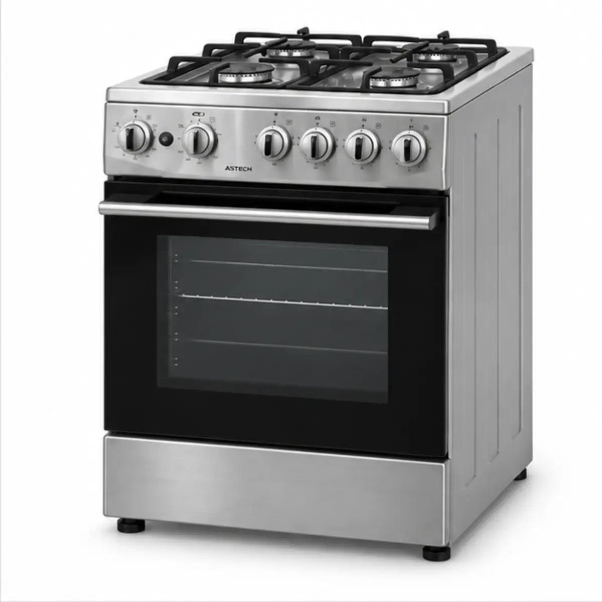 CUISINIÈRE ASTECH 4 FEUX 60X60 + FOUR À GAZ FULL OPTION GRIS CK63A010 — autre vue