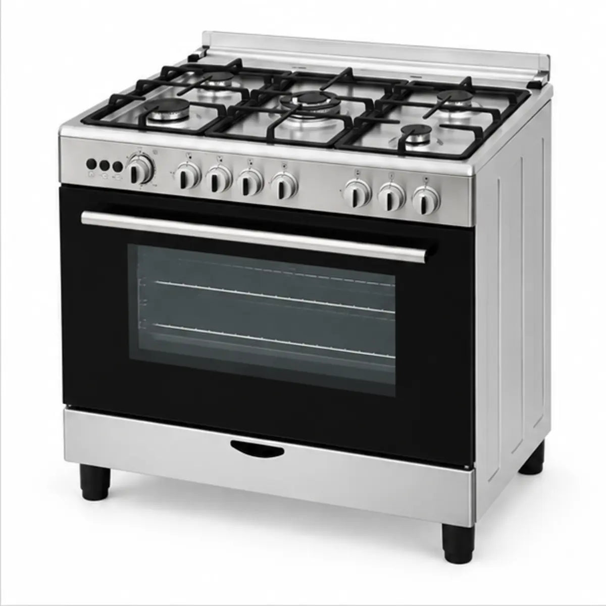 CUISINIÈRE ASTECH 5 FEUX 90X60 + FOUR À GAZ FULL OPTION GRIS CK93DA010 — autre vue