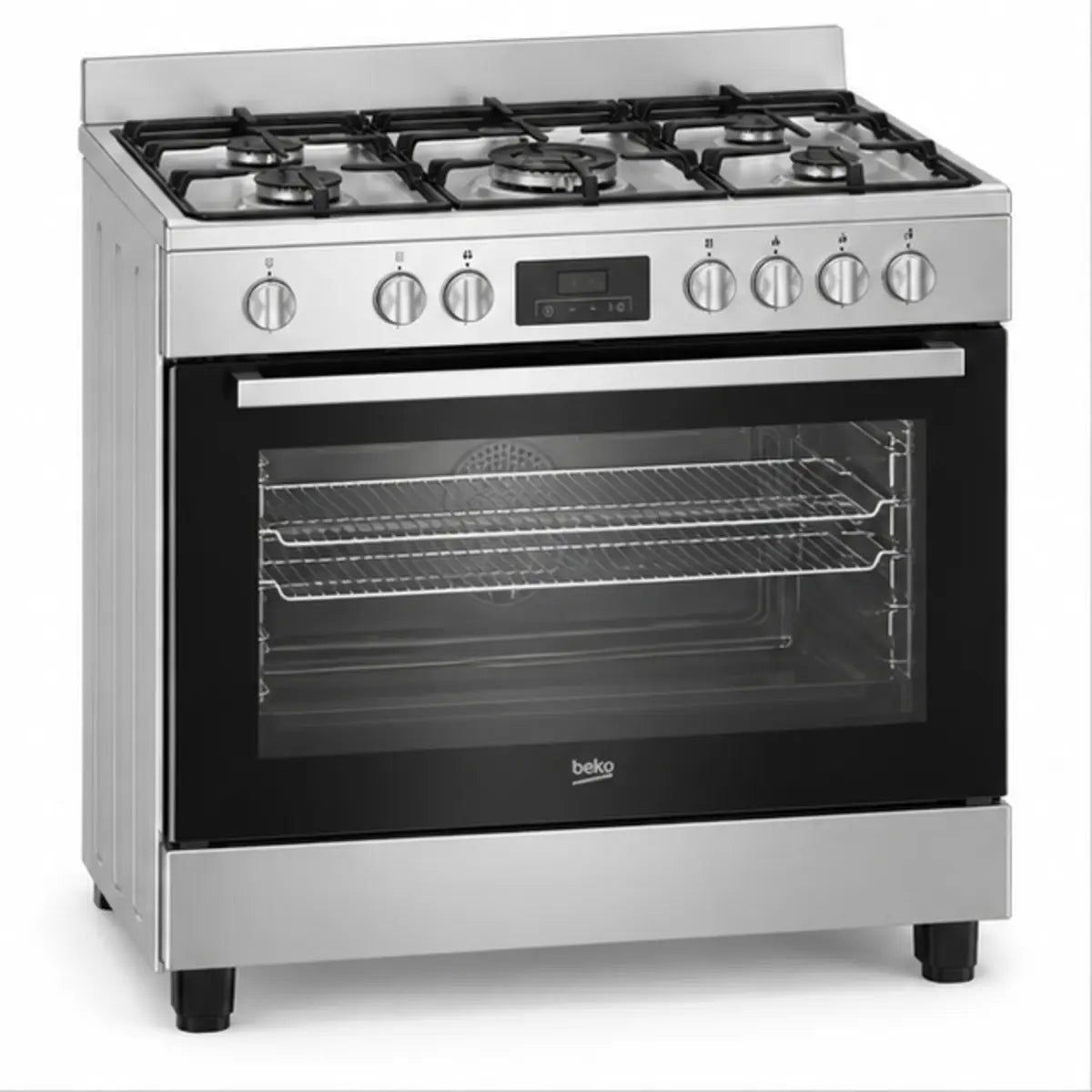 CUISINIÈRE BEKO 5 FEUX 90X60 GAZ + FOUR ÉLECTRIQUE INOX BGM11226EX