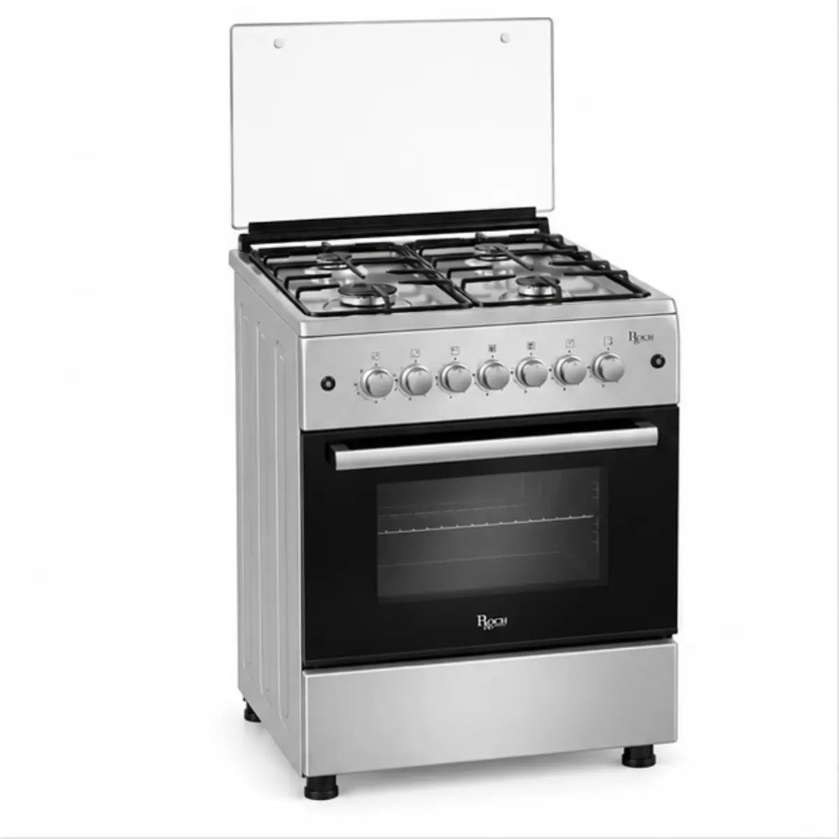 CUISINIÈRE ROCH 4 FEUX 60X60 À GAZ FULL OPTION GRIS