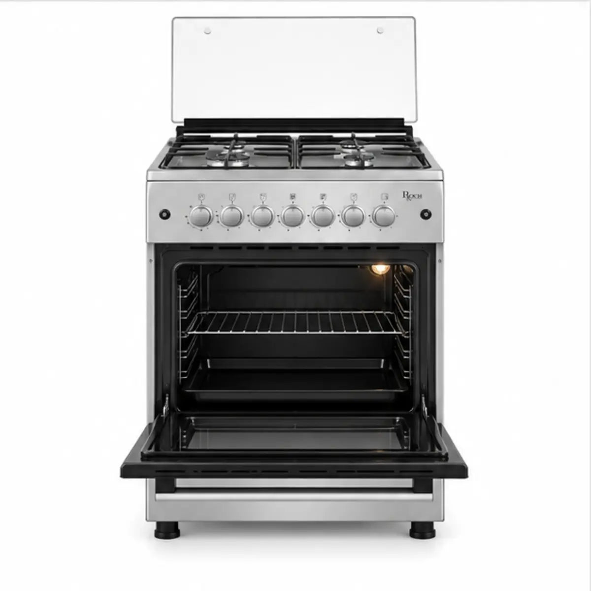 CUISINIÈRE ROCH 4 FEUX 60X60 À GAZ FULL OPTION GRIS — vue 3