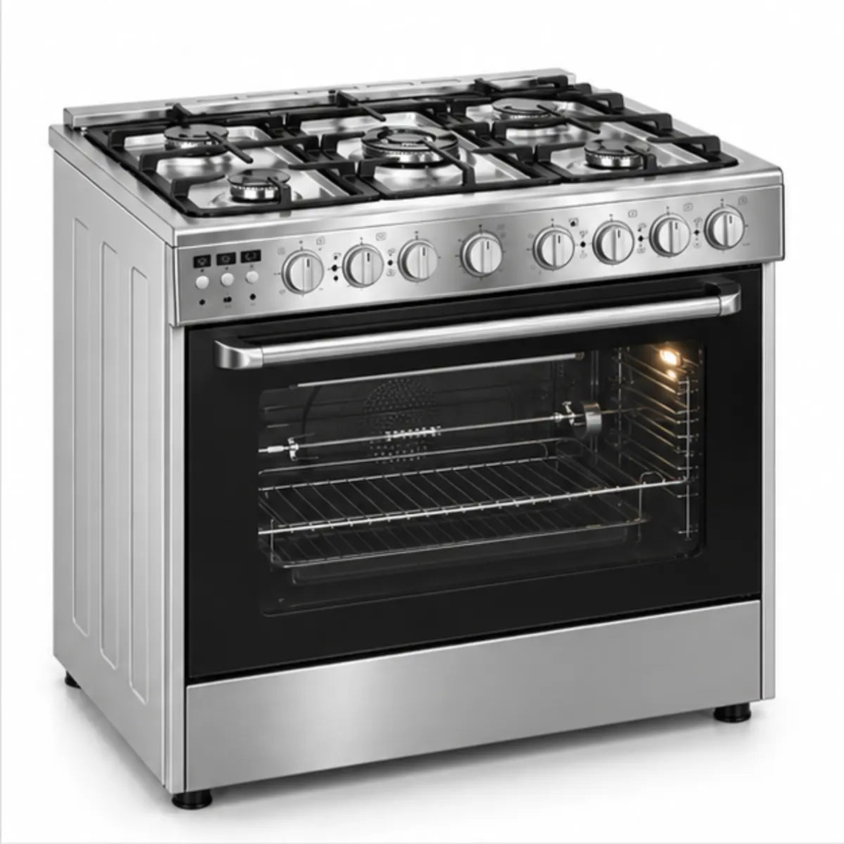CUISINIÈRE SMART TECHNOLOGY 5 FEUX 90X60 À GAZ, RÔTISSOIRE, INOX STC9060C — autre vue