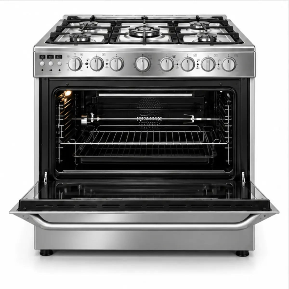 CUISINIÈRE SMART TECHNOLOGY 5 FEUX 90X60 À GAZ, RÔTISSOIRE, INOX STC9060C — vue 3