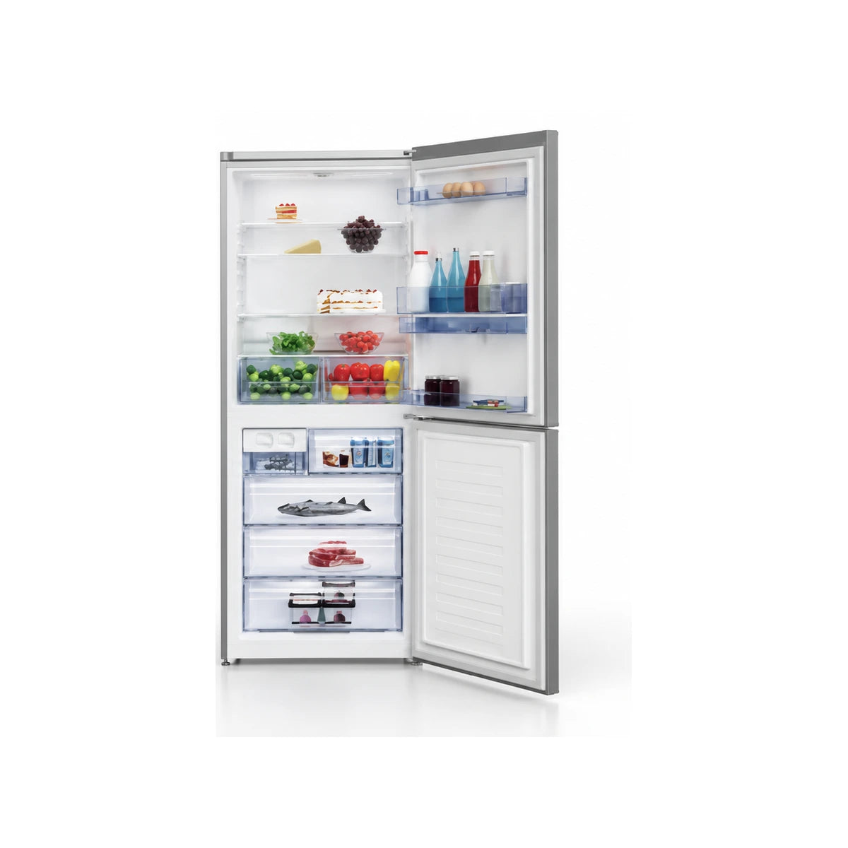 REFRIGERATEUR BEKO COMBINE 4 TIROIRS AVEC FONTAINE GRIS CH140020SX — vue 3